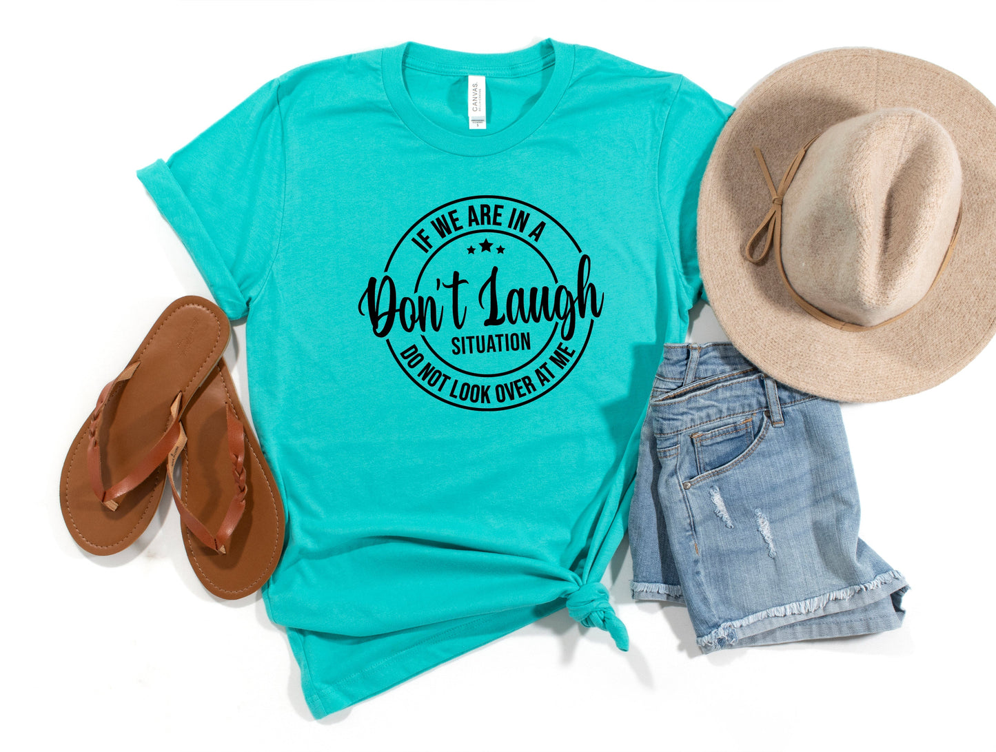 Wholesale Don't Look Over at Me Graphic Tee - Teal Tee