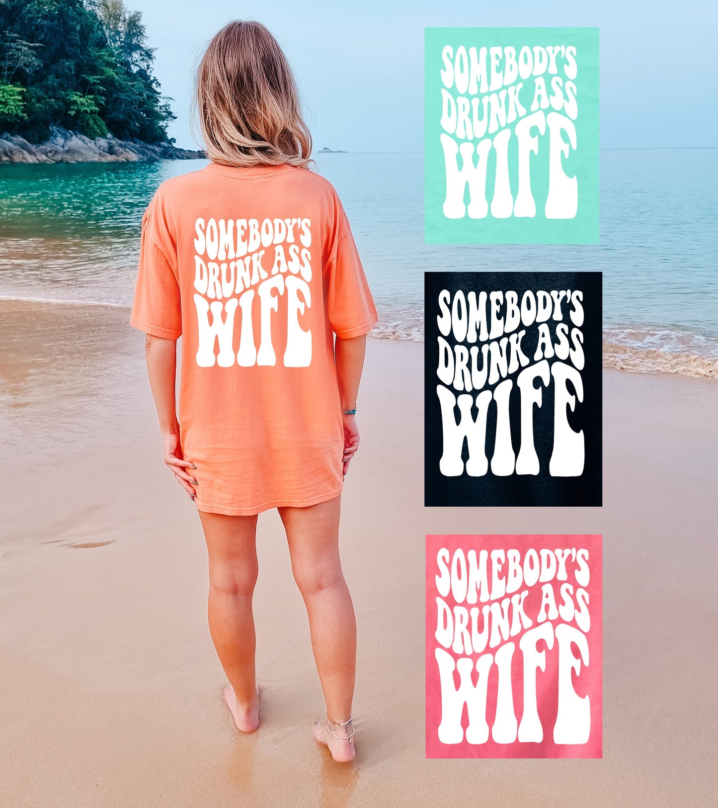 Wholesale Drunk Ass Wife - Back Print Graphic Tee - Comfort Colors Black