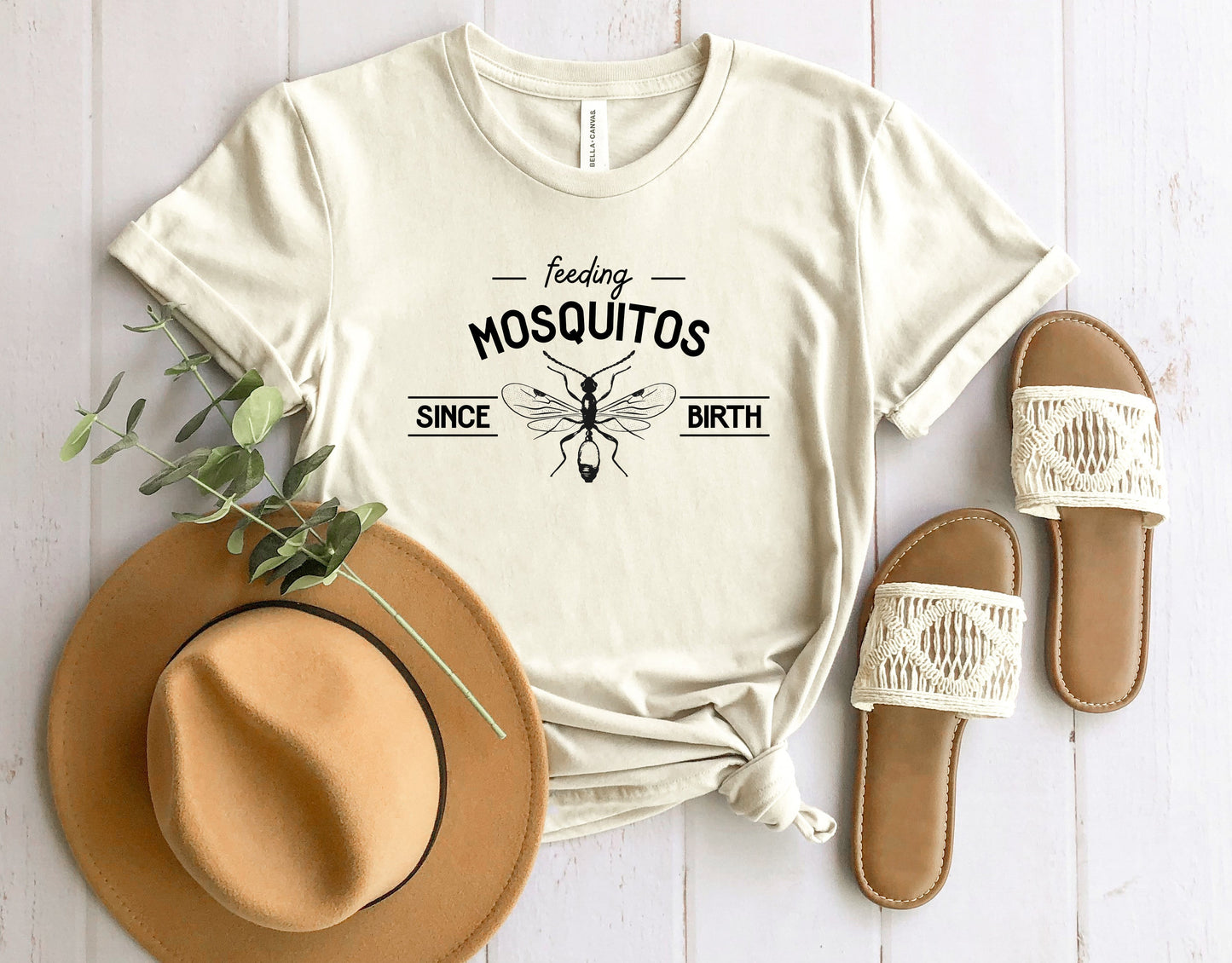 Wholesale Feeding Mosquitos Graphic Tee - Heather Sand