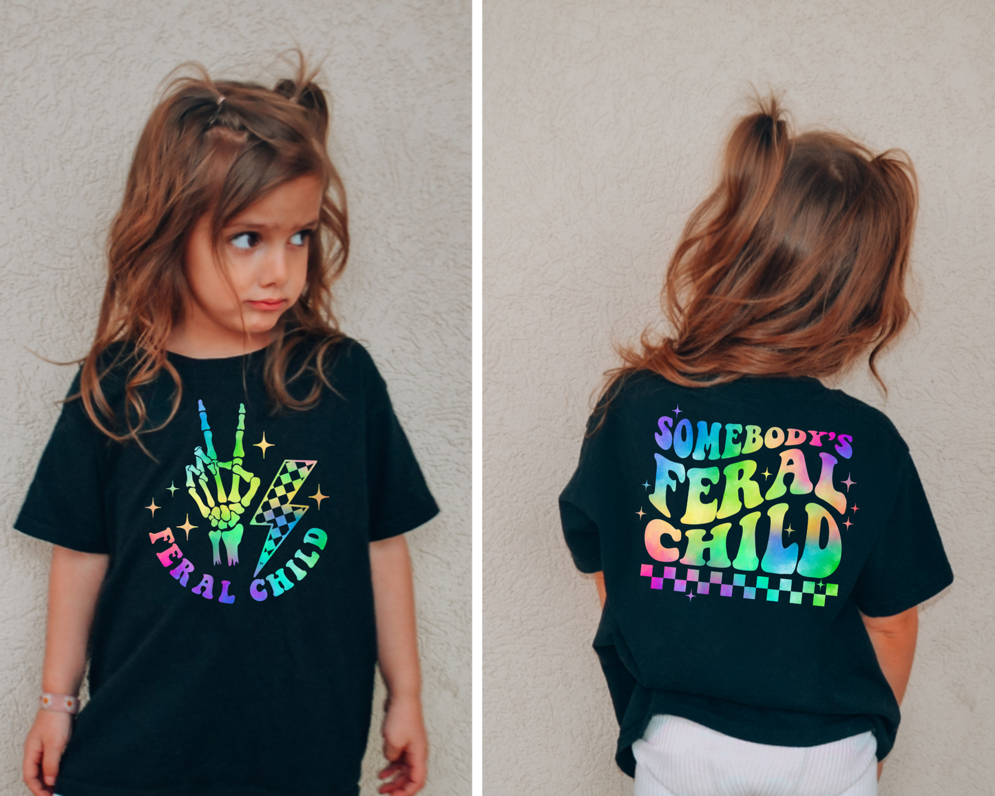 Wholesale Somebody's Feral Child Graphic Tee - Black