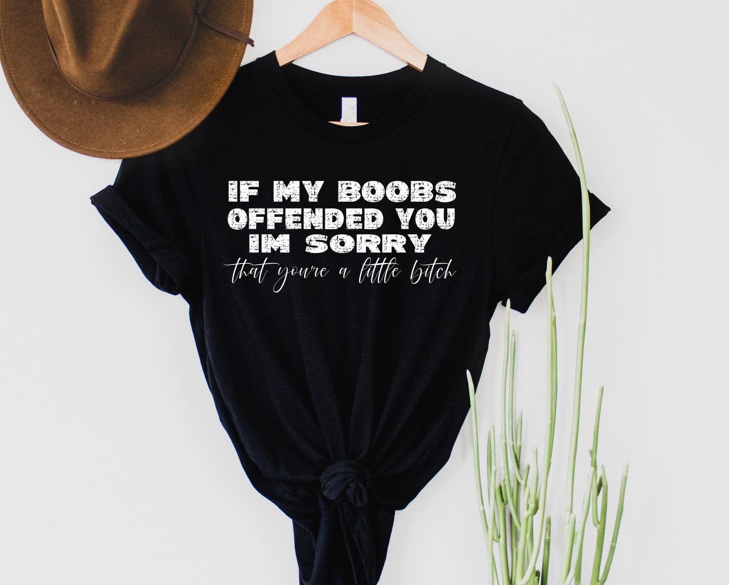 Wholesale If My Boobs Offended You Graphic Tee - Black