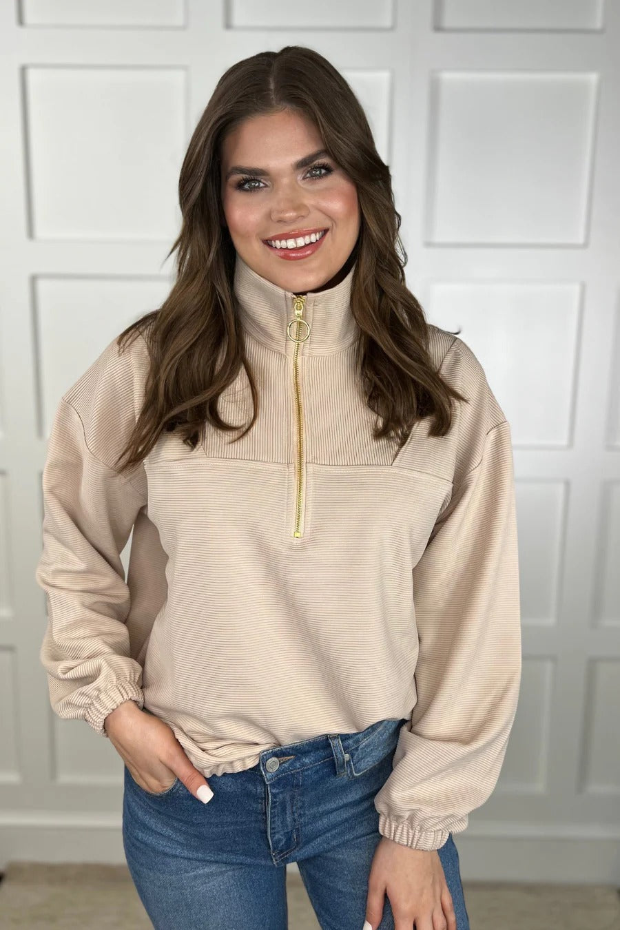 Jess Lea Ribbed Quarter Zip Pullover