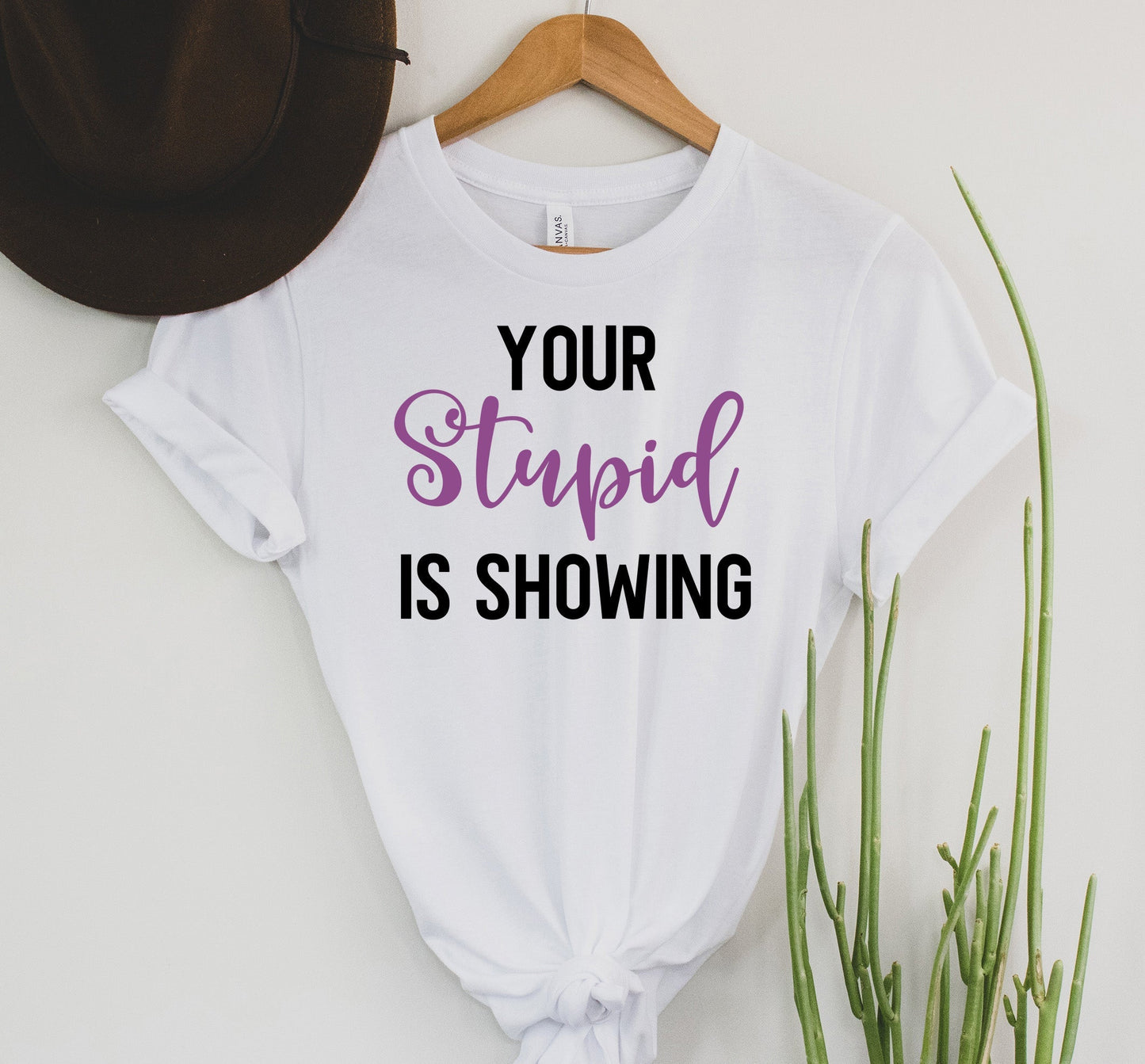 Wholesale Your Stupid is Showing Graphic Tee - Grey