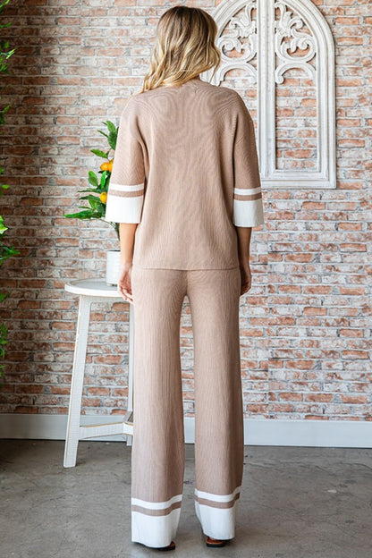 First Love Contrast Ribbed Knit Pants