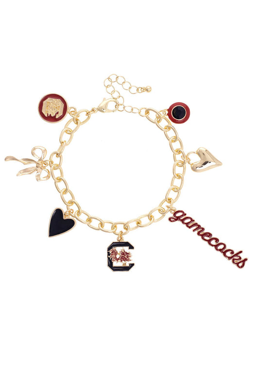 South Carolina Gamecocks Enamel Icons Charm Bracelet