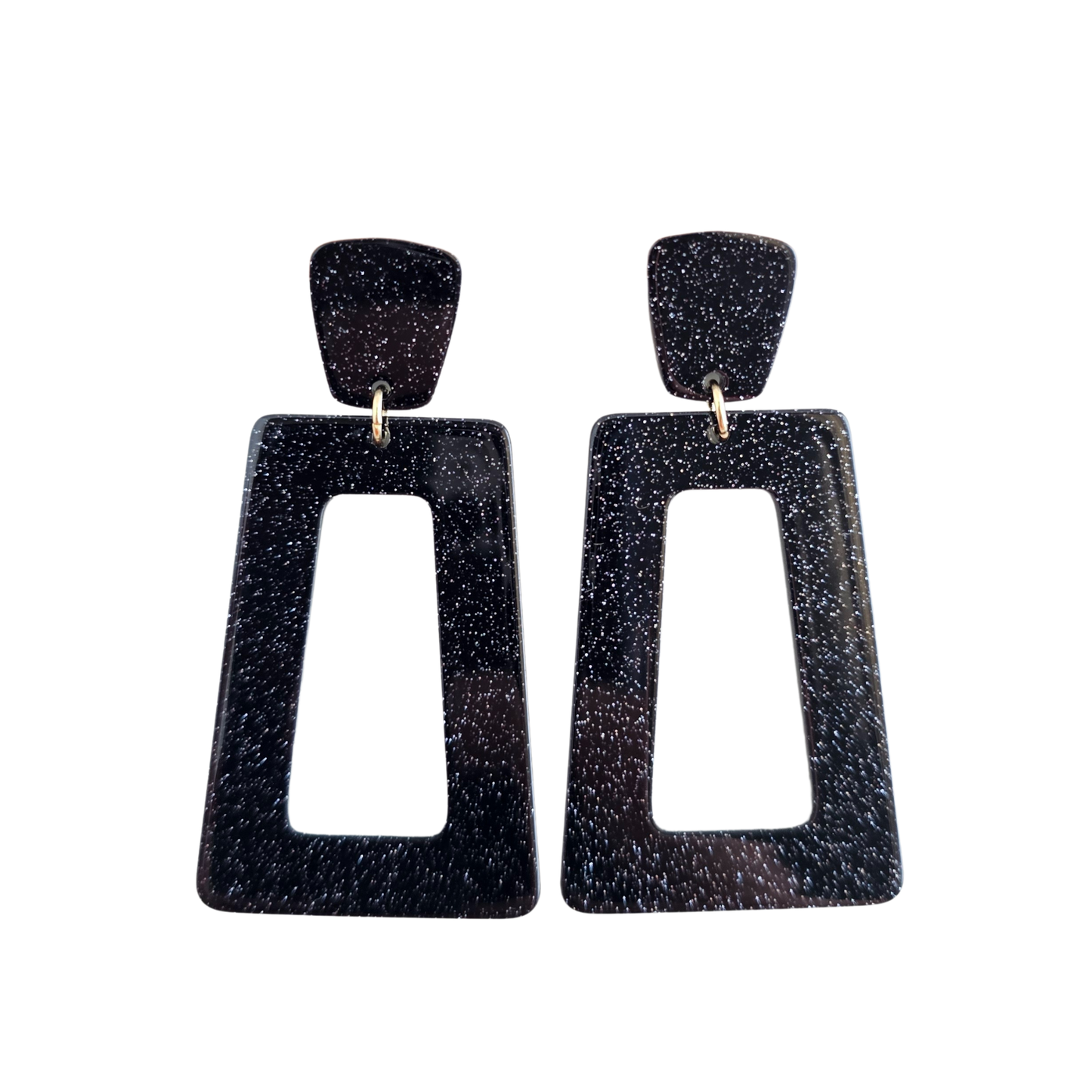 Avery Earrings - Black Glitter