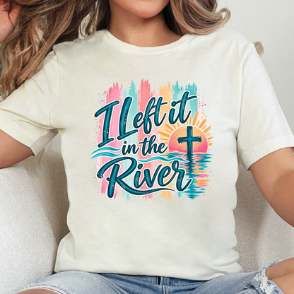 Wholesale Left It In the River - Pastel Color Graphic Tee - Natural