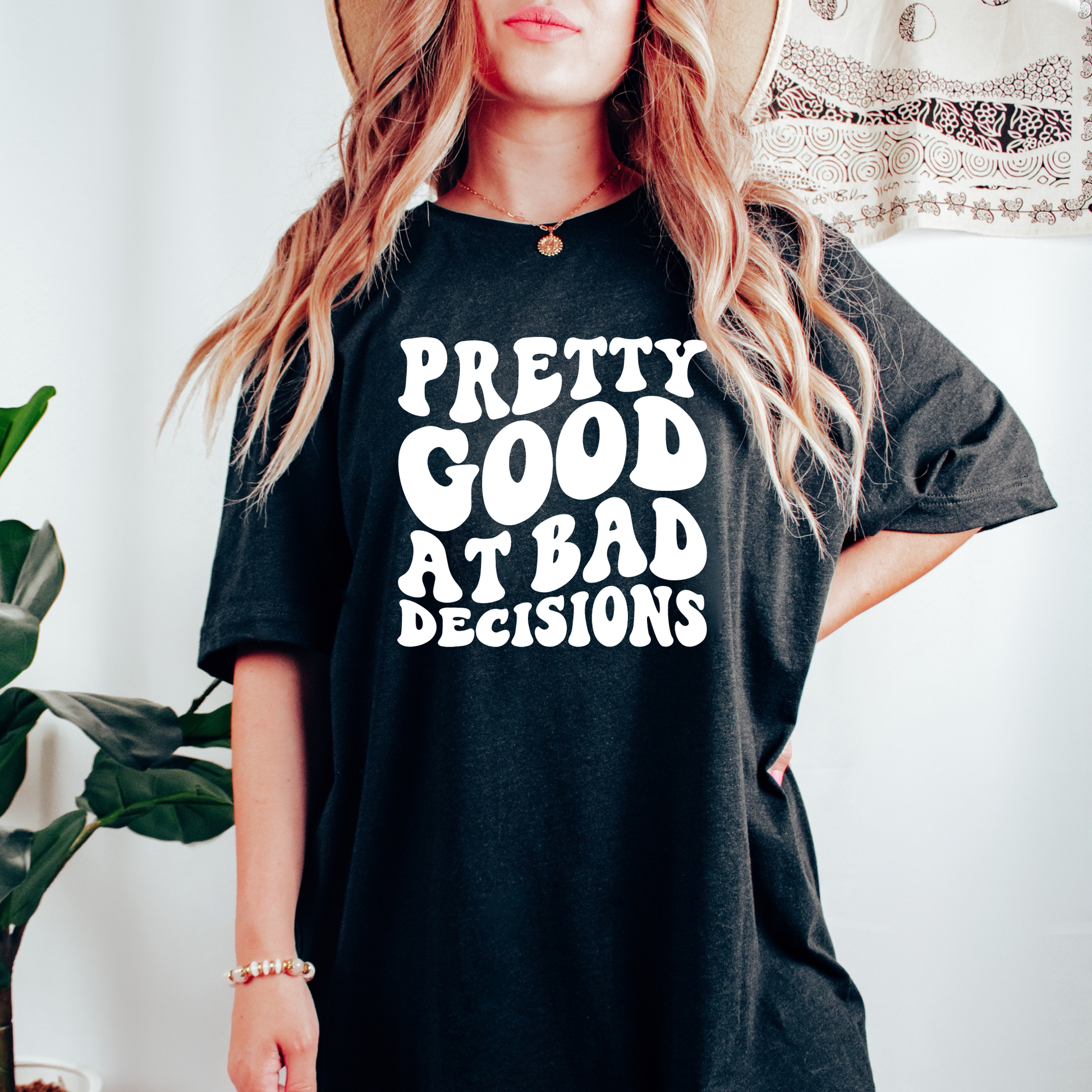 Wholesale Bad Decisions Graphic Tee - Black Tee