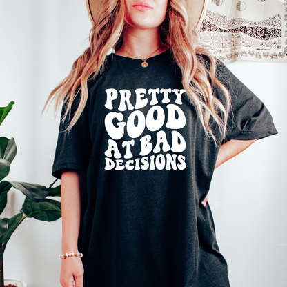 Wholesale Bad Decisions Graphic Tee - Black Tee