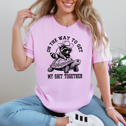 Wholesale On the way raccoon Graphic Tee - Lilac Tee