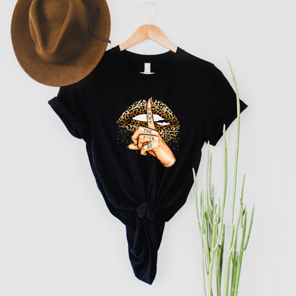 Wholesale Leopard Lips Shut Up Graphic Tee - Heather Brown Tee