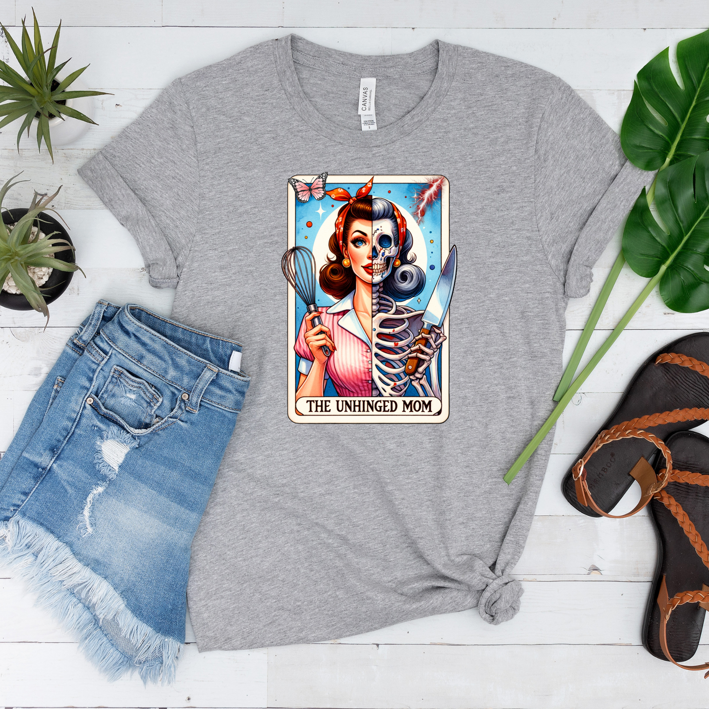 Wholesale The Unhinged Mom Graphic Tee - Black Tee