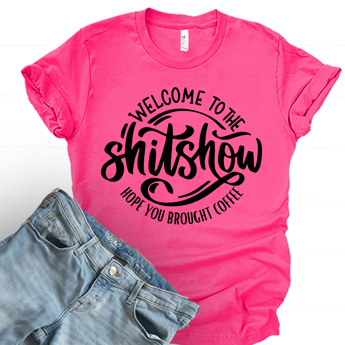 Wholesale Hope You Brought Coffee Graphic Tee - Fuchsia
