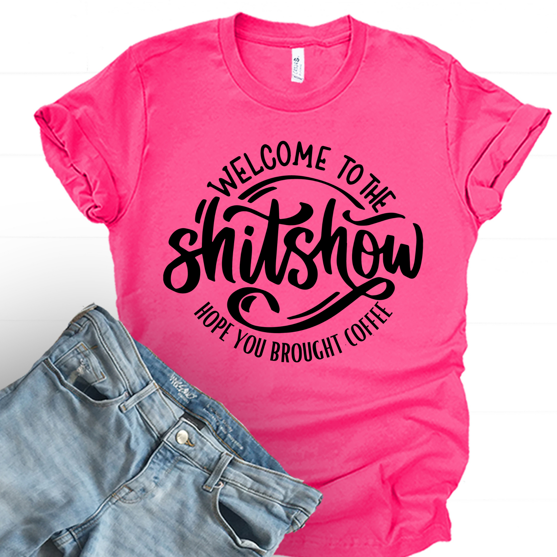 Wholesale Hope You Brought Coffee Graphic Tee - Fuchsia