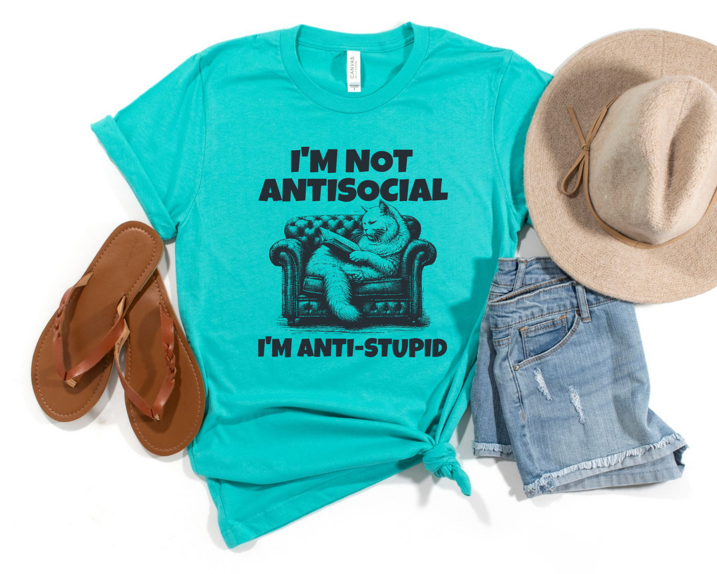 Wholesale Antisocial Graphic Tee - Teal Tee