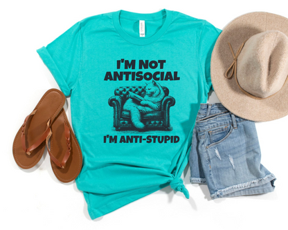 Wholesale Antisocial Graphic Tee - Teal Tee