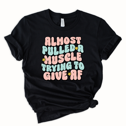 Wholesale Almost pulled a muscle Graphic Tee - Black Tee