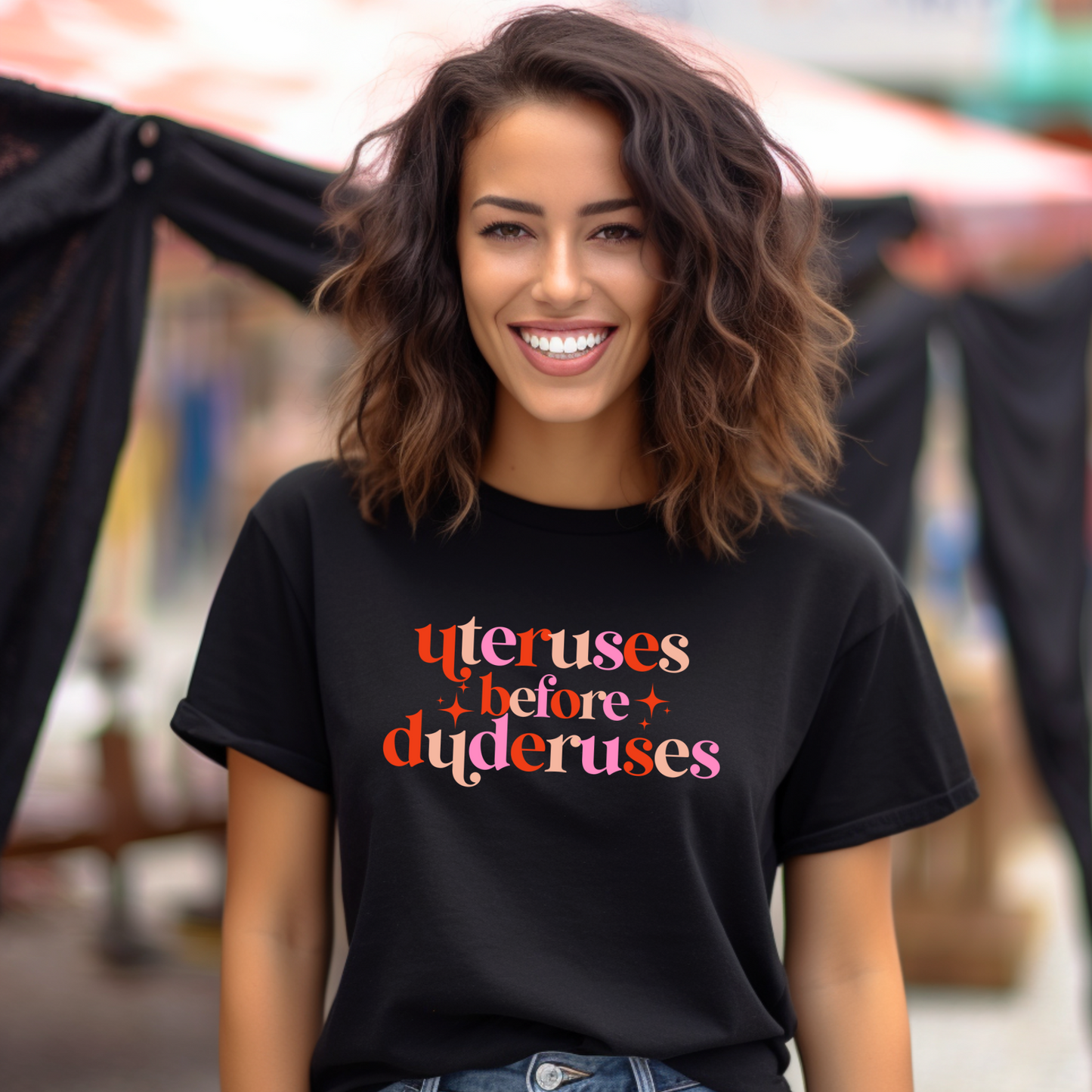 Wholesale Uteruses Before Graphic Tee - Black Tee