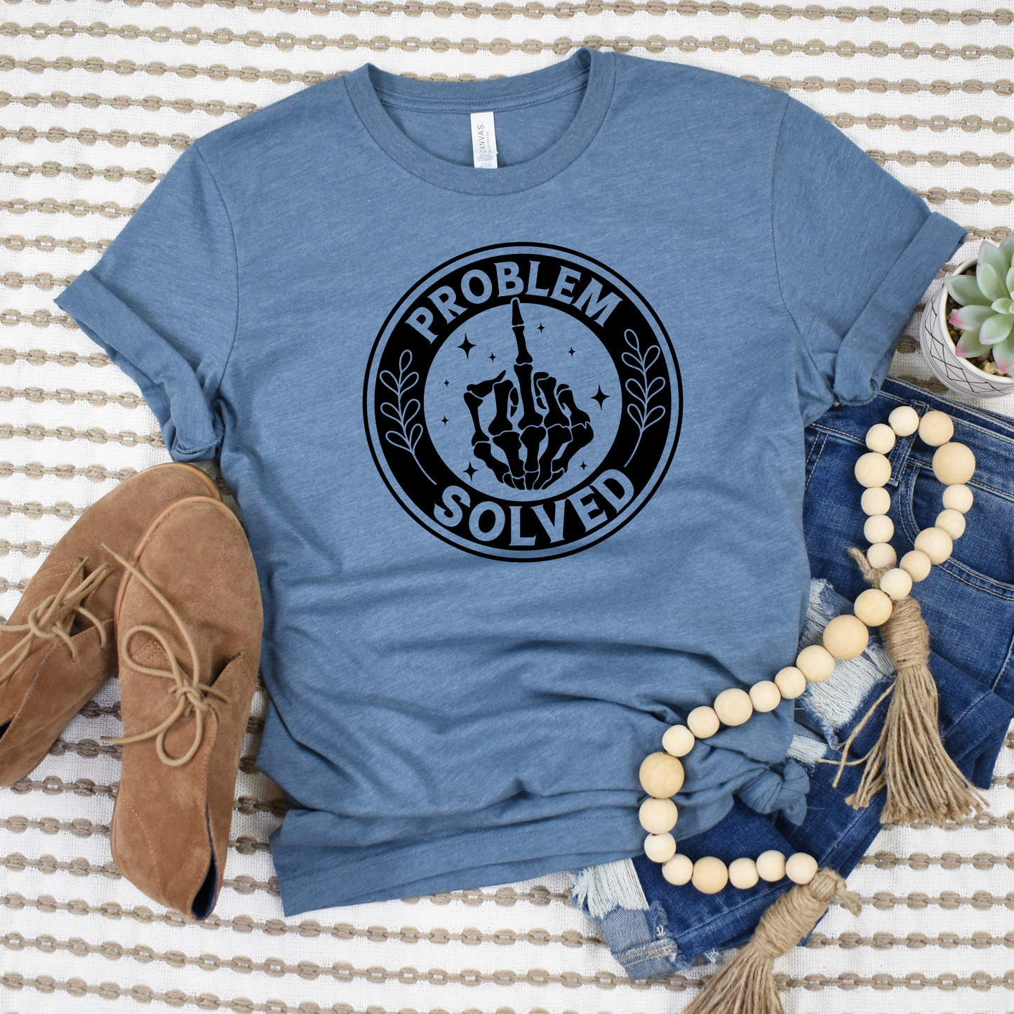 Wholesale Problem Solved Graphic Tee - Heather Slate Tee