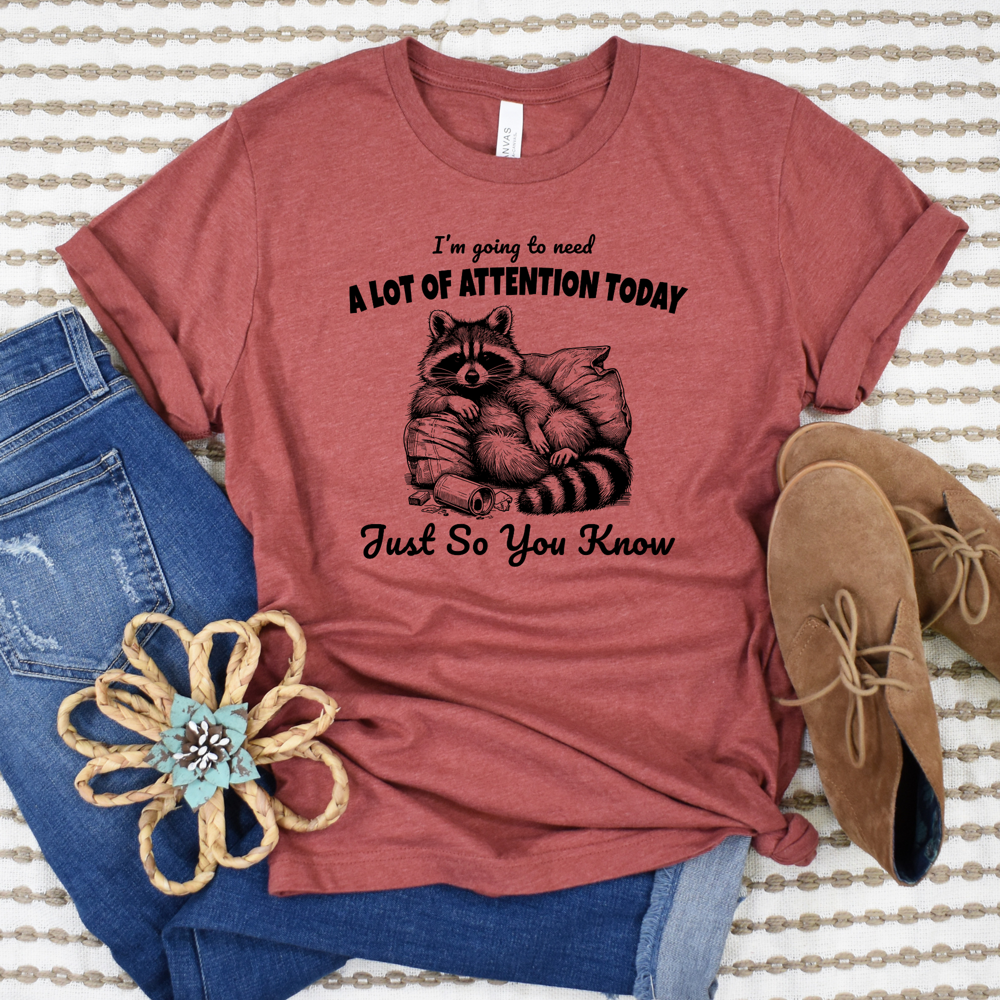 Wholesale Raccoon A lot of attention Graphic Tee - Heather Clay Tee