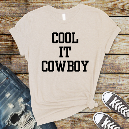 Wholesale Cool it Cowboy Graphic Tee - Heather Dust Tee