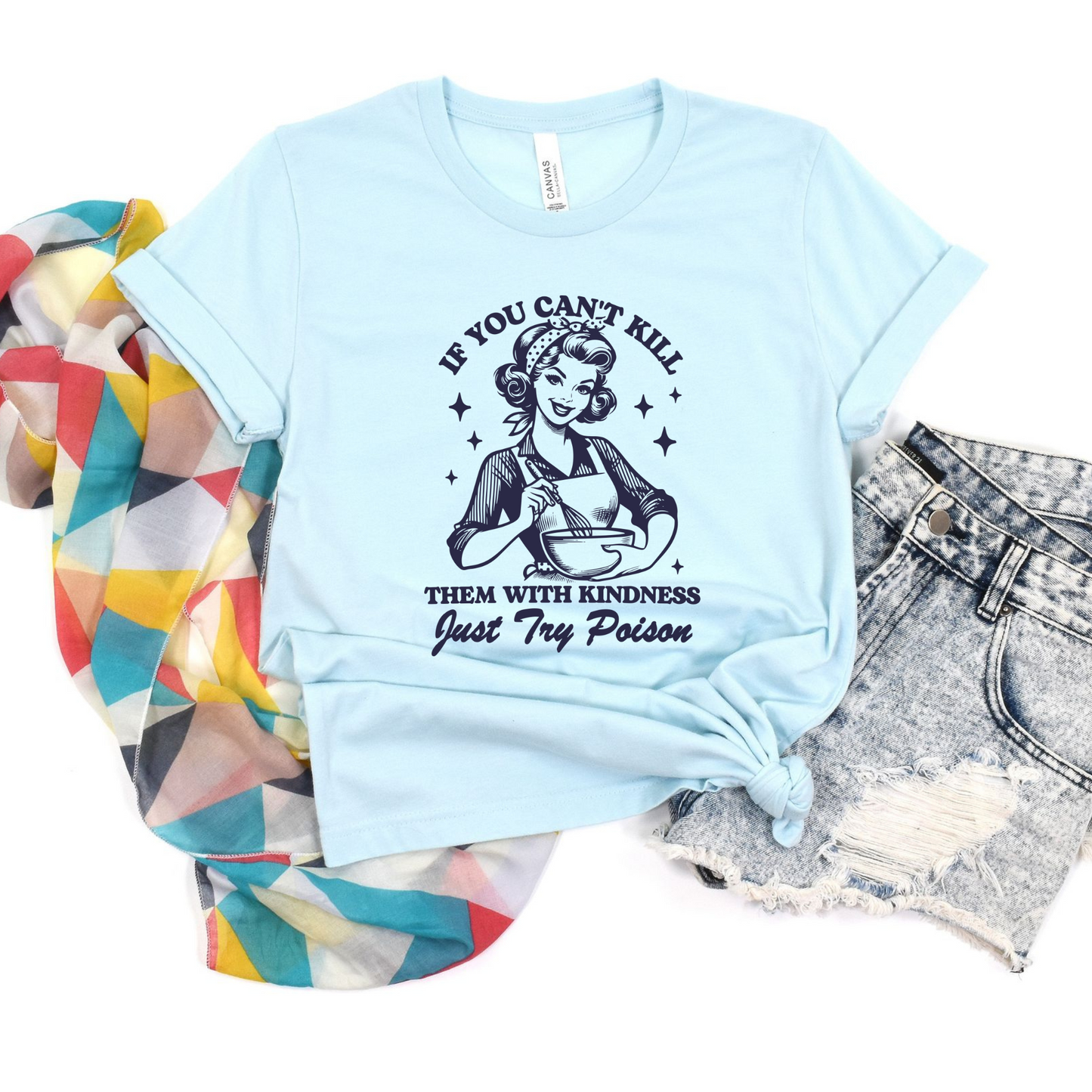 Wholesale Just try Poison Graphic Tee - Ice Blue Tee