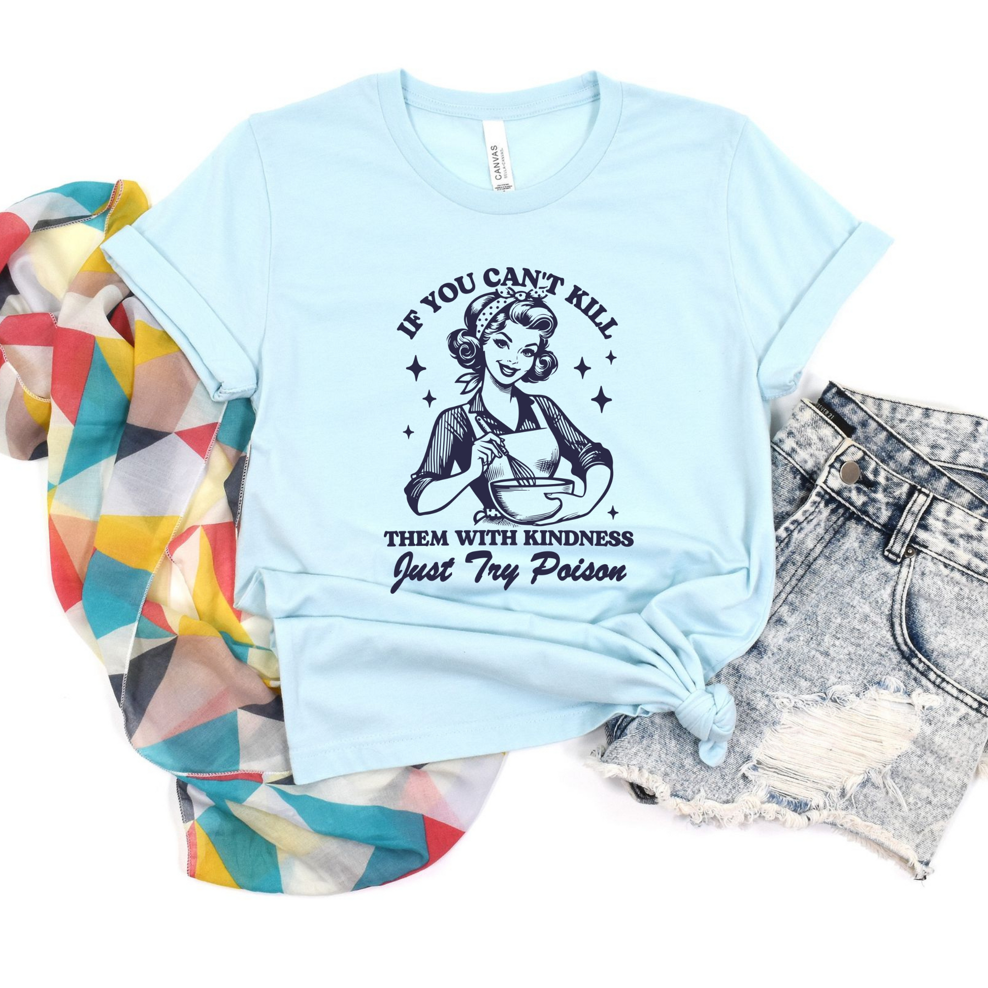 Wholesale Just try Poison Graphic Tee - Ice Blue Tee