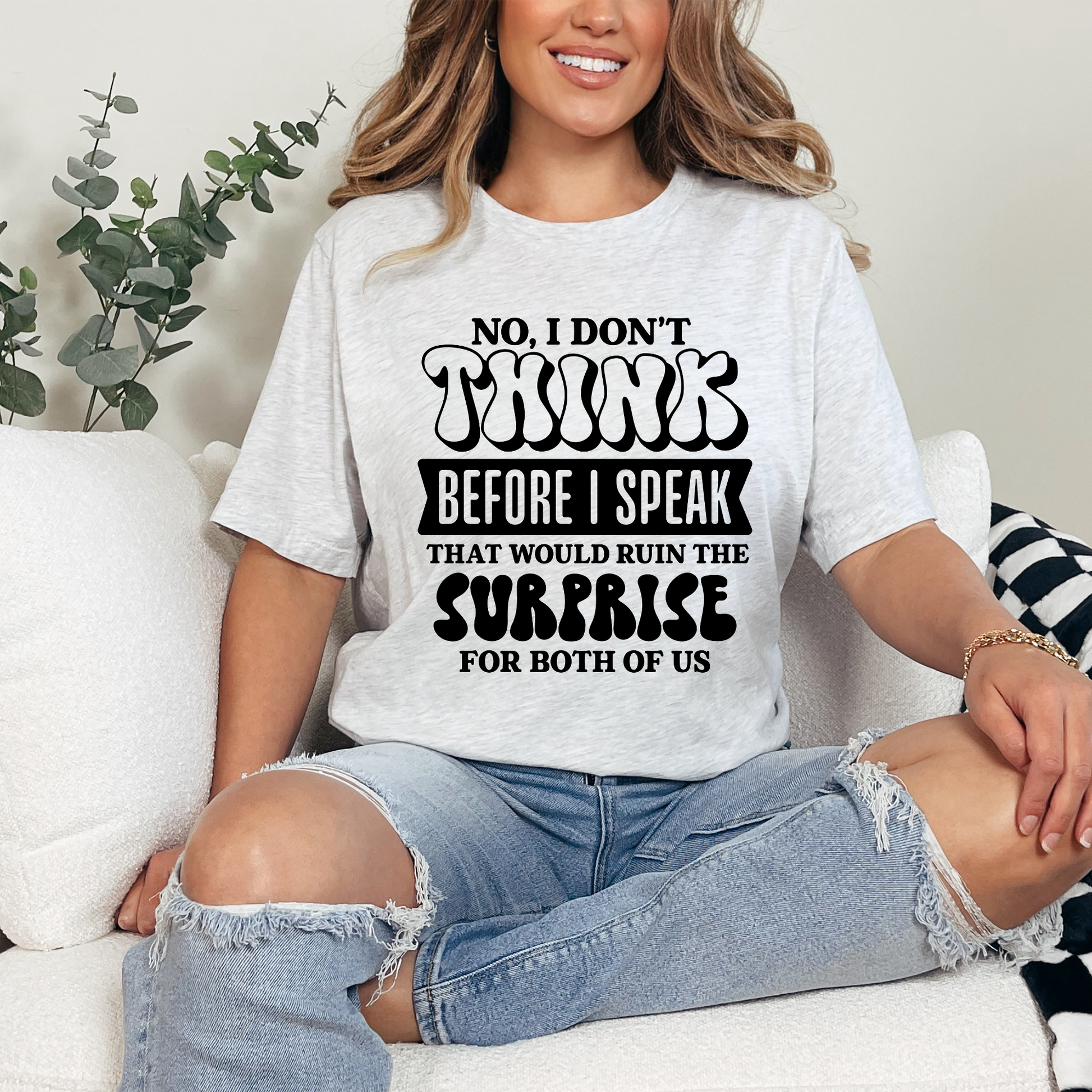 Wholesale Think before I speak Graphic Tee - Ash Tee