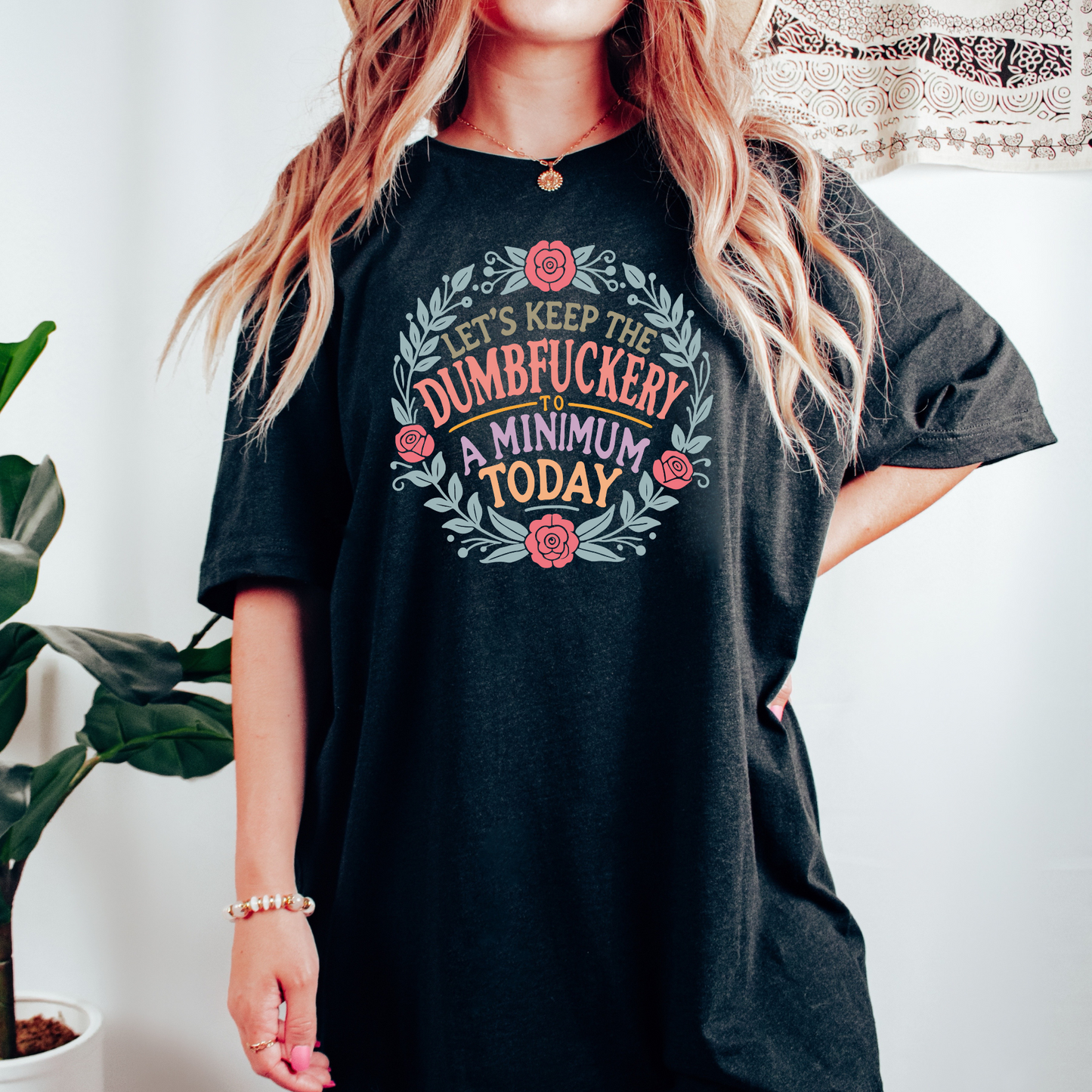 Wholesale Colorful Dumbfuckery Graphic Tee - Heather Charcoal Tee