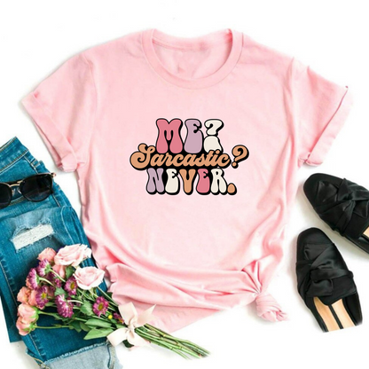 Wholesale Me Sarcastic? Never Graphic Tee - Pink Tee