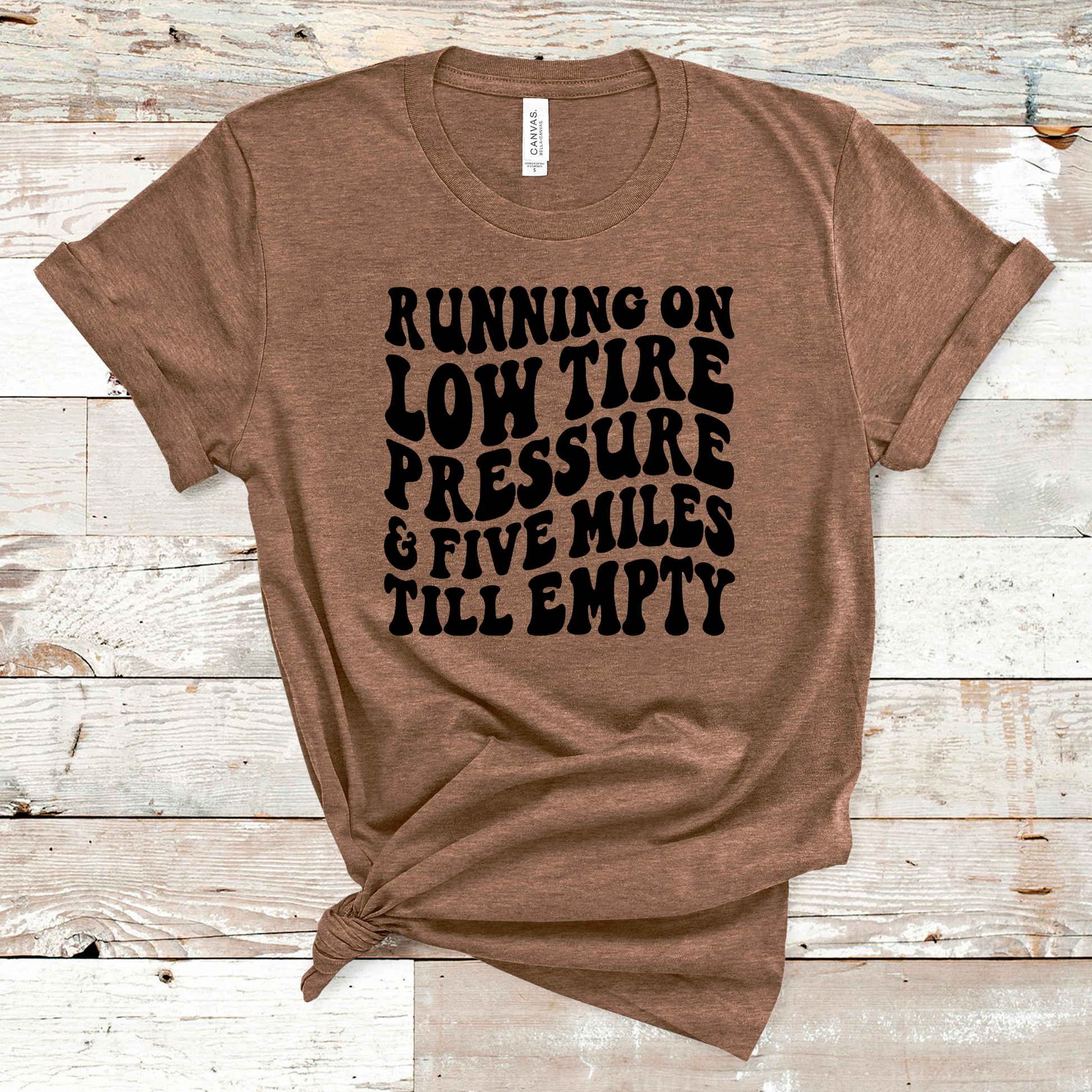 Wholesale Five miles till empty Graphic Tee - Heather Brown Tee