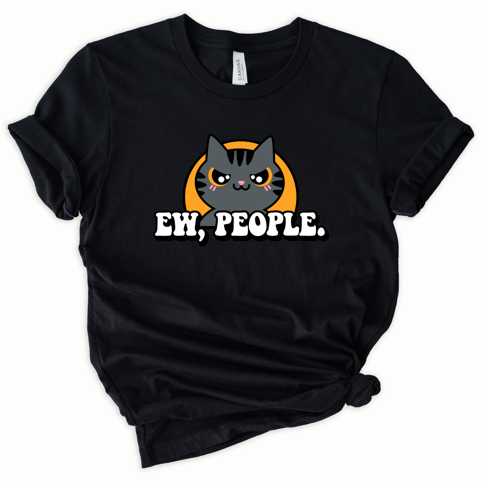 Wholesale Ew People Cat Graphic Tee - Heather Charcoal Tee