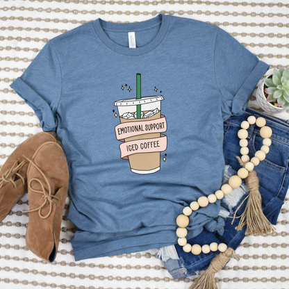 Wholesale Emotional Support Coffee Graphic Tee - Heather Green Tee