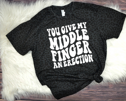 Wholesale My Middle Finger Graphic Tee - Black Leopard Tee