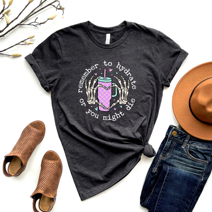 Wholesale Remember to Hydrate Graphic Tee - Heather Charcoal Tee