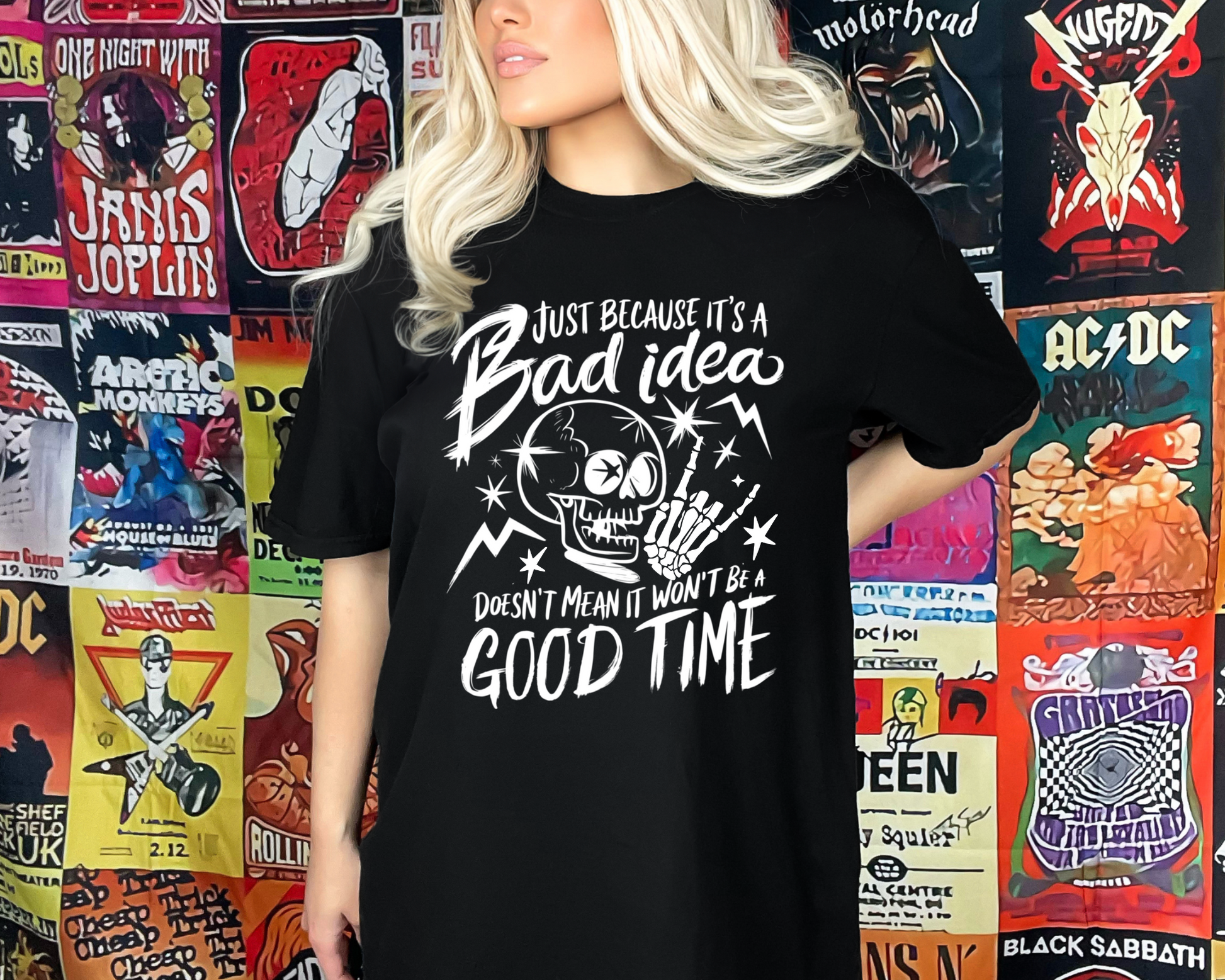 Wholesale Bad idea good time Graphic Tee - Black Tee