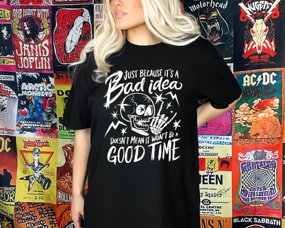 Wholesale Bad idea good time Graphic Tee - Black Tee