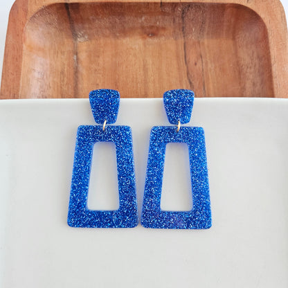 Avery Earrings - Blue Glitter