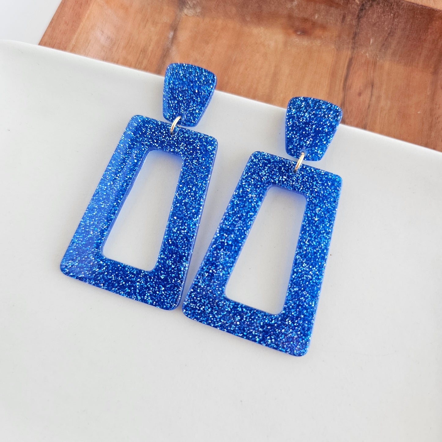 Avery Earrings - Blue Glitter