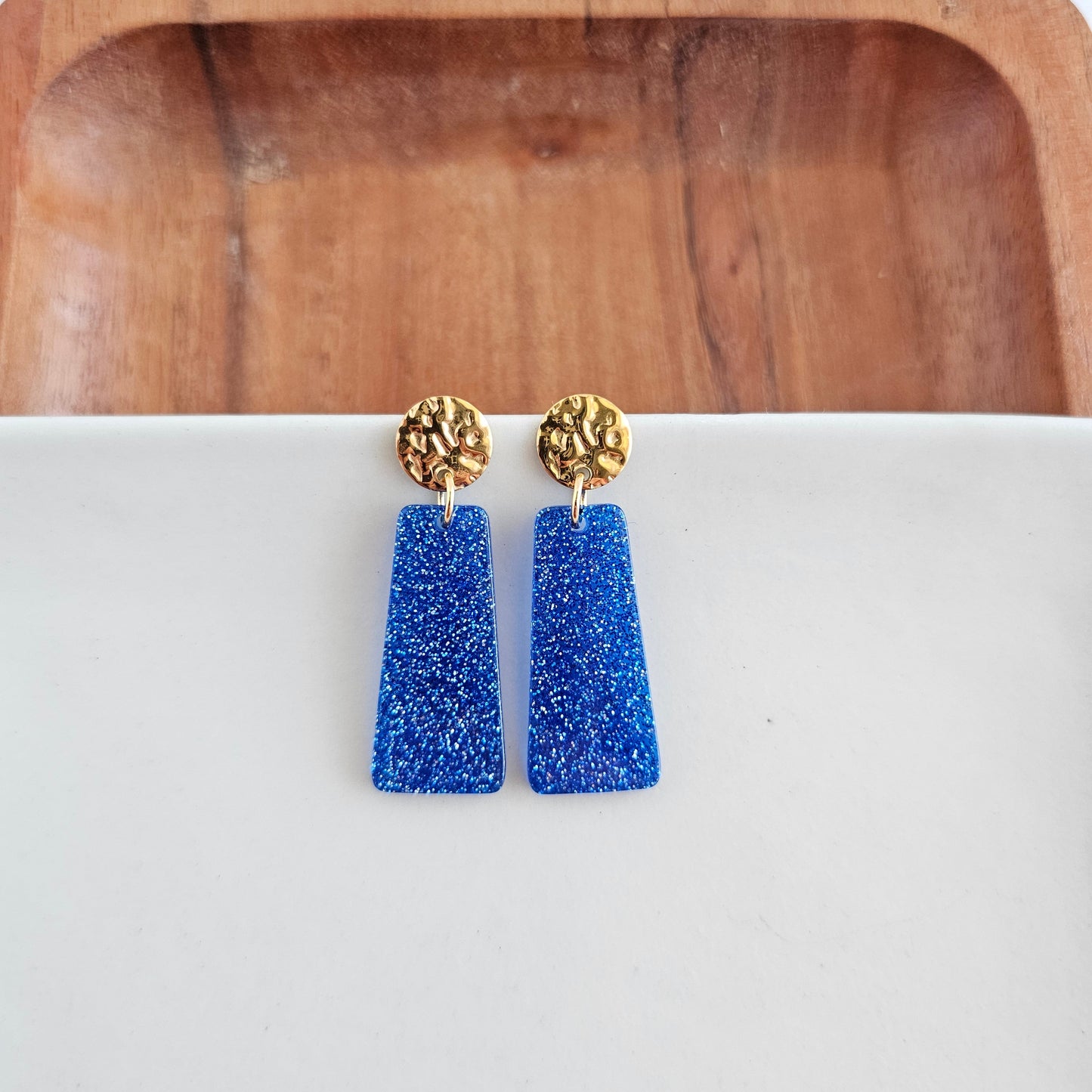 Mia Mini Earrings - Blue Glitter