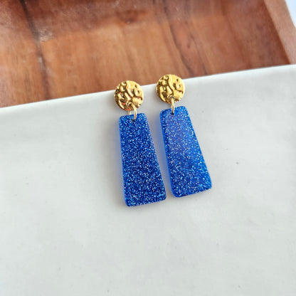 Mia Mini Earrings - Blue Glitter