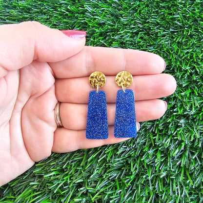 Mia Mini Earrings - Blue Glitter