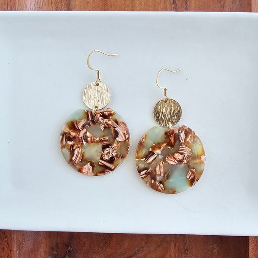 Zoey Earrings - Seafoam & Rust