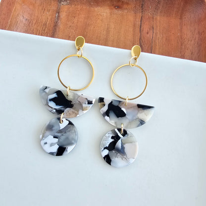 Wren Earrings - Ivory & Slate