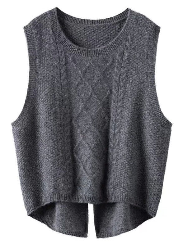 Cable Knit Slit Sweater Vest