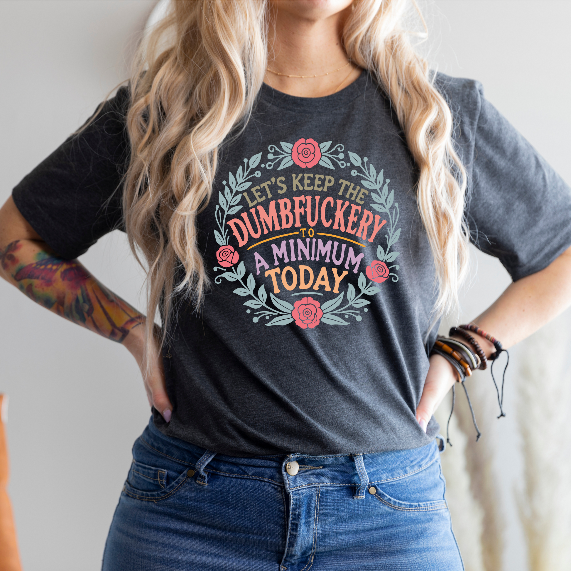 Wholesale Colorful Dumbfuckery Graphic Tee - Black Tee