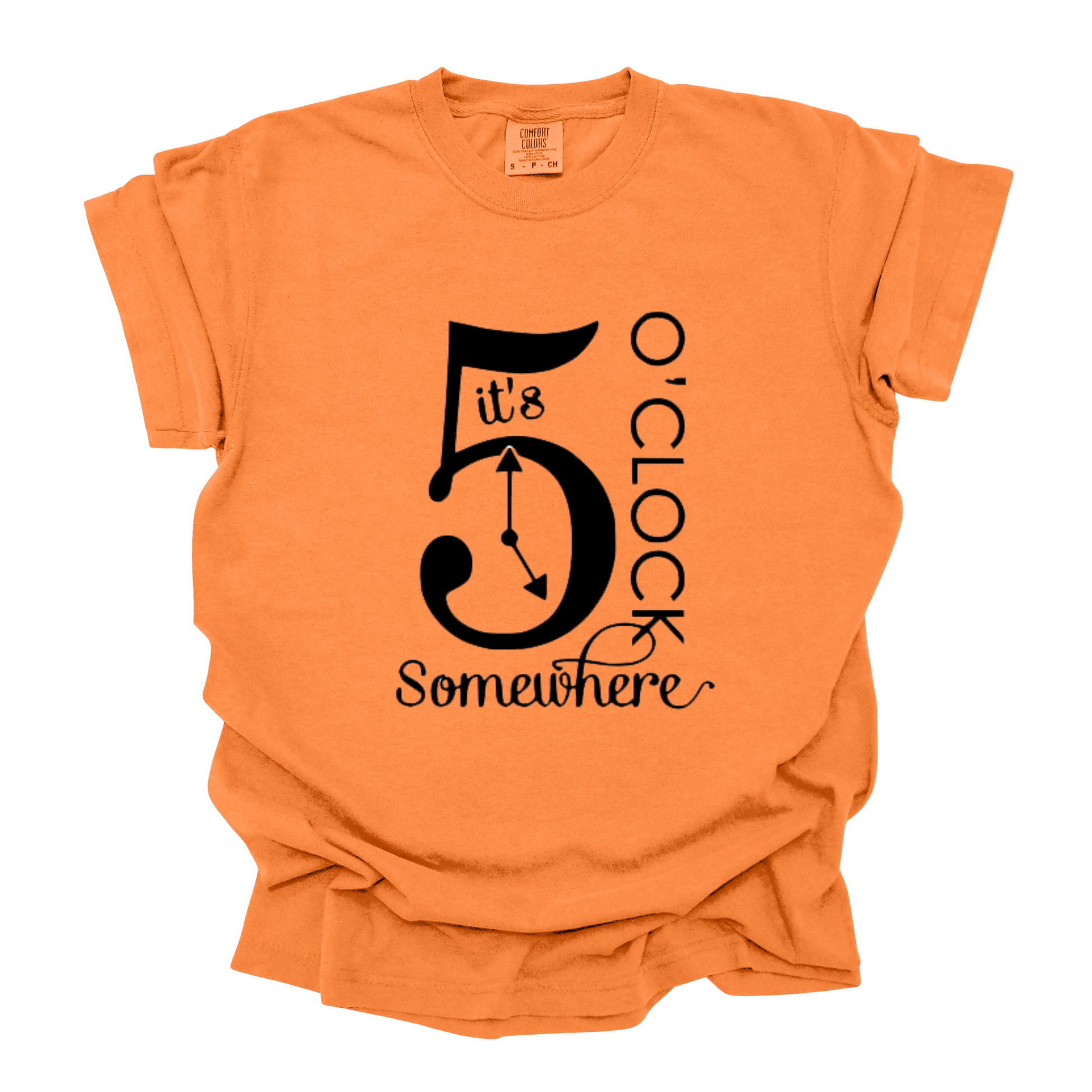 Wholesale It's 5 o'clock somewhere Graphic Tee - Comfort Colors Melon