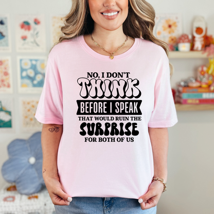 Wholesale Think before I speak Graphic Tee - Pink Tee