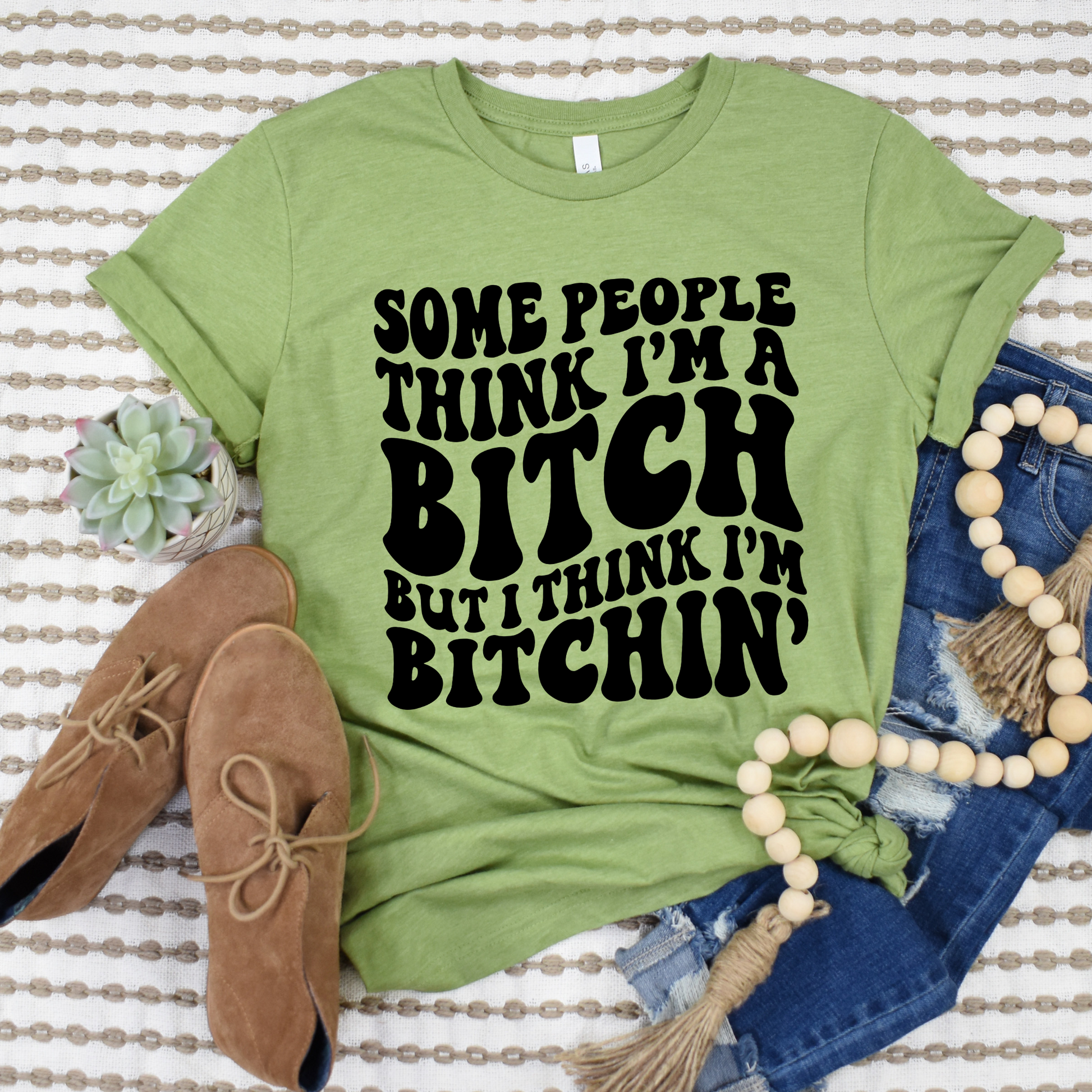 Wholesale Some people think Graphic Tee - Heather Green Tee