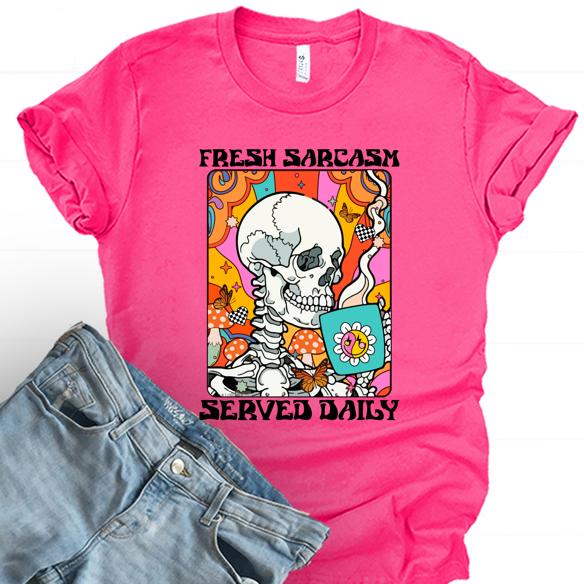 Wholesale Fresh Sarcasm Graphic Tee - Fuchsia Tee